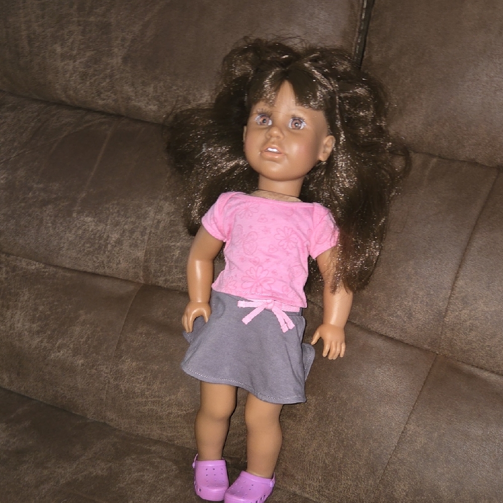 Lotus Doll with American Girl Outfir Brown Hair